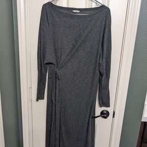 𝅺CASLON Cozy Long Sleeve Knit Wrap Dress in gray